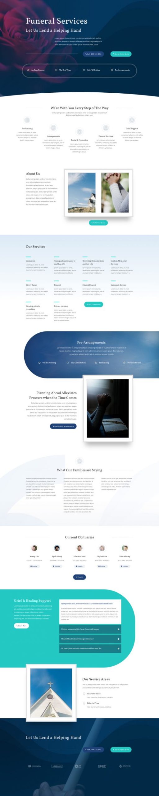 Funeral Services Landing Page